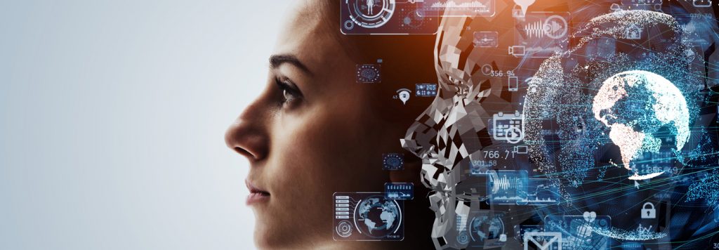 AI (Artificial Intelligence) concept. Deep learning. Machine learning. Singularity.
